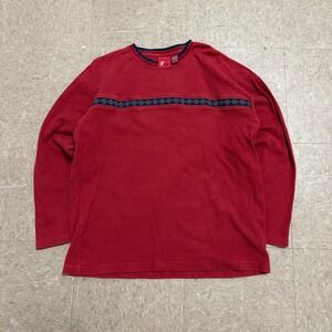 Preppy Old College Ink Red Diamond Pattern Long Sleeve CrewNeck Shirt - Mens XL